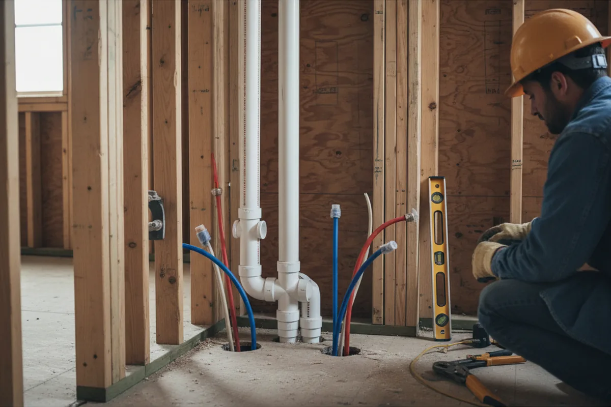 Drain and supply rough-in during Garbage Disposal Repair in Gray